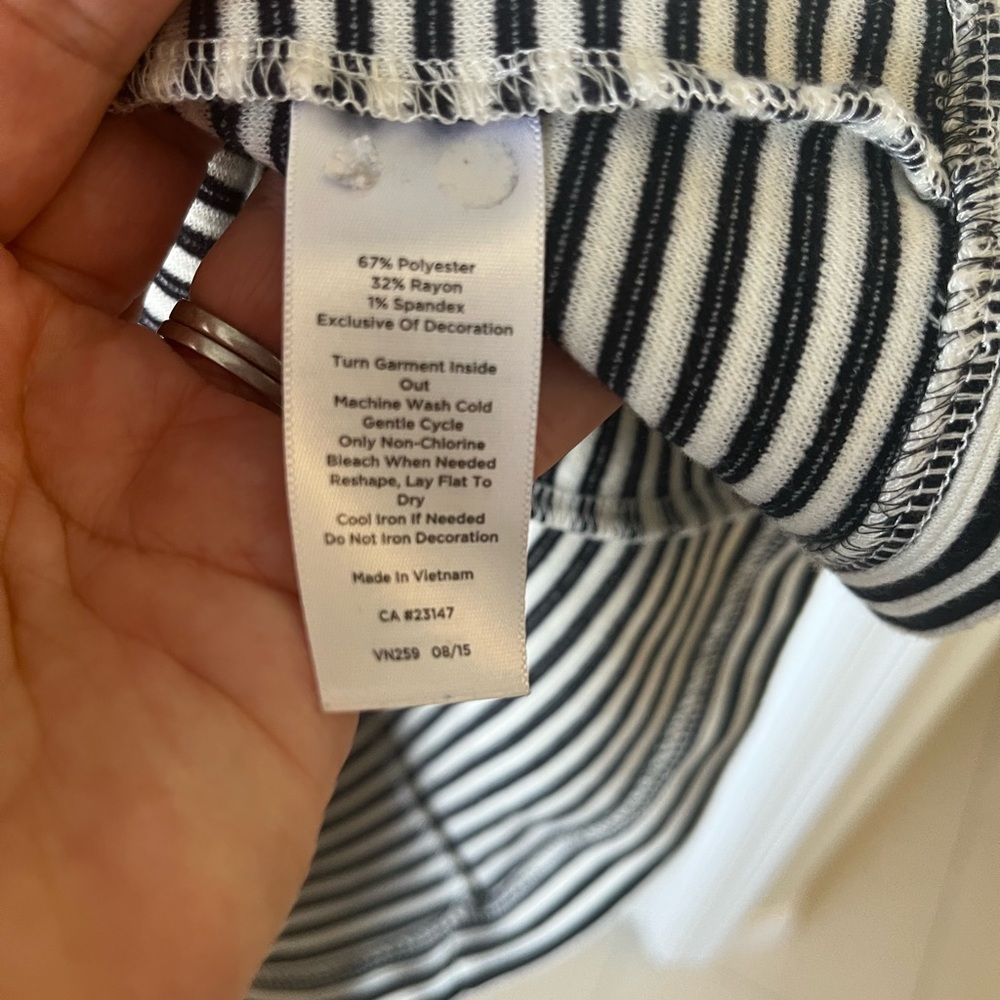 Talbots Navy and White Striped Sheath Midi Dress with Embroidered Detail Large - Picture 5 of 5
